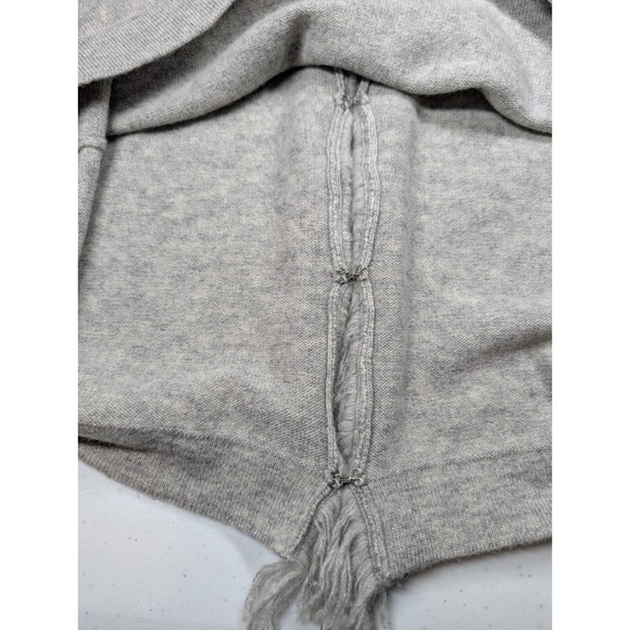 Peck & Peck  100% Pure Cashmere Cardigan Sweater Women's Large Fringe 2 Ply Gray - Picture 8 of 10